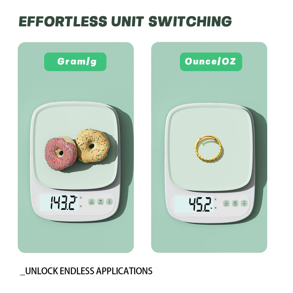 Digital Kitchen Scale â€?Large LCD, Tare Function, 11lb Capacity, Precise 0.03oz Graduation for Baking & Cooking, Measures in ML & Oz