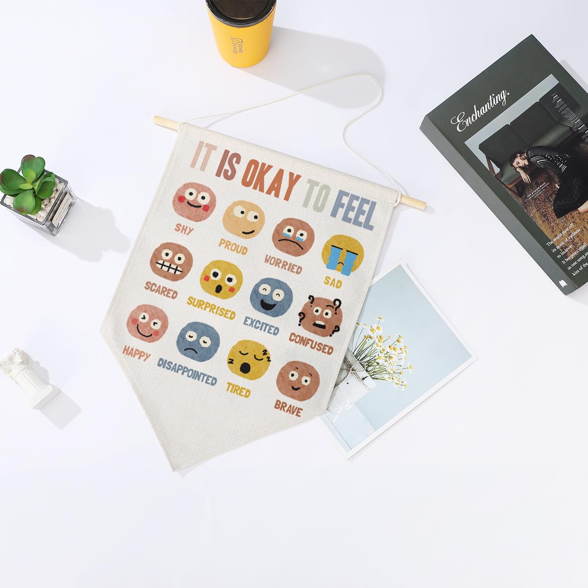 Preppy Positive Affirmations Wall Hanging Pennant Flag â€?Aesthetic Decor for Classroom, Bedroom, or Home