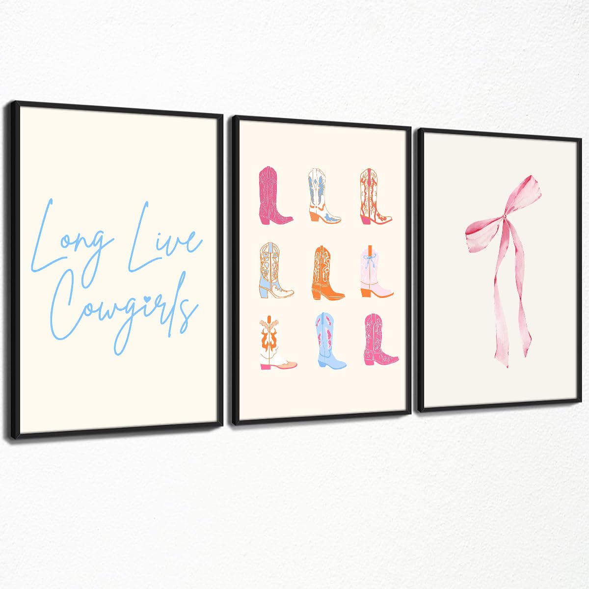 Coquette Bow Aesthetic Poster Preppy Wall Art Set of 3 Trendy Cute Canvas Prints