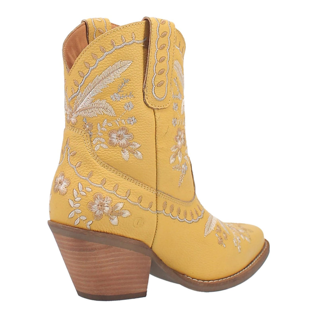 Womens Primrose Metallic Embroidered Floral Snip Toe Casual Boots Ankle Mid Heel 2-3"