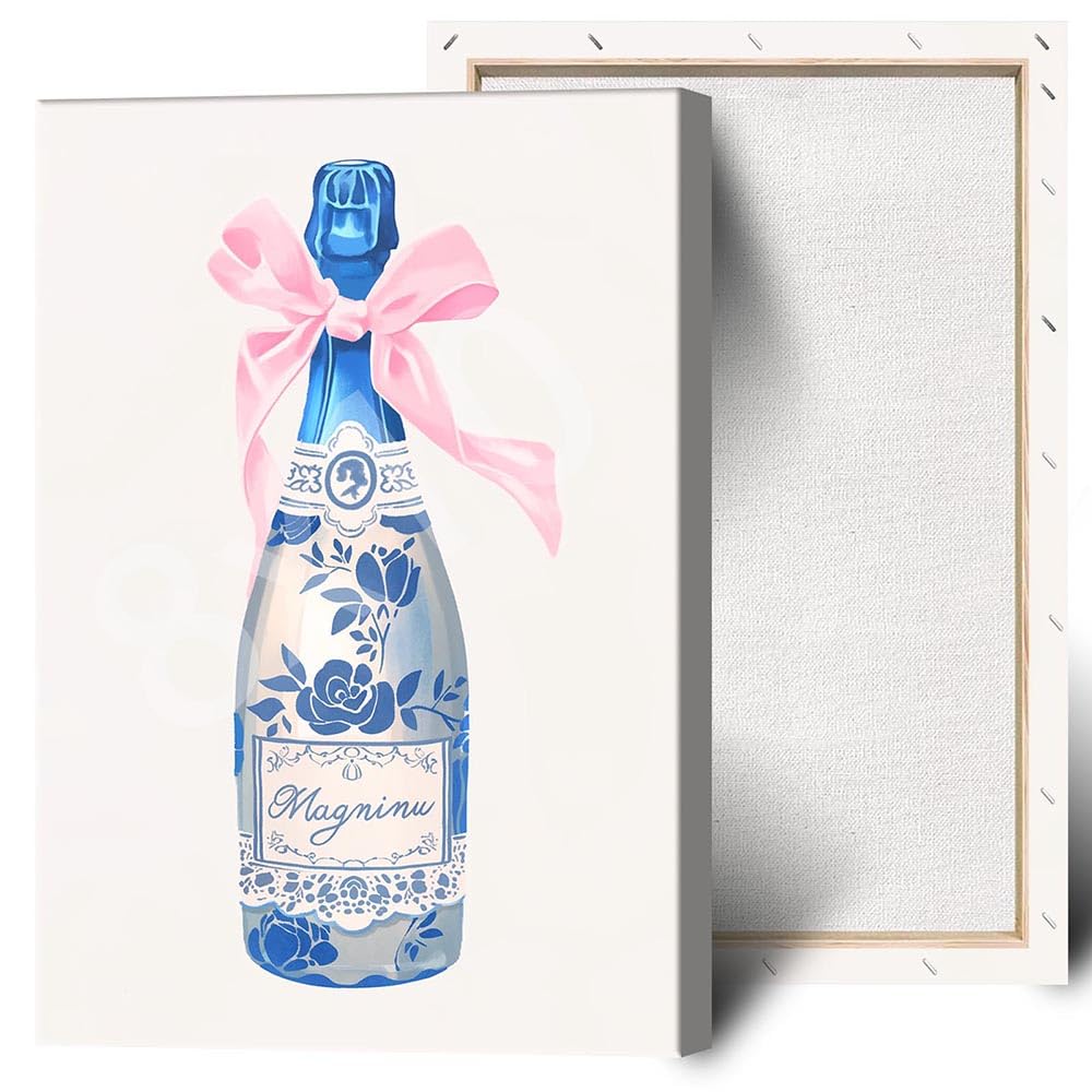 Trendy Pink Bow Disco Ball Posters White Cherry Canvas Wall Art Funky Coquette Bow Ribbon Preppy Aesthetic Prints Painting