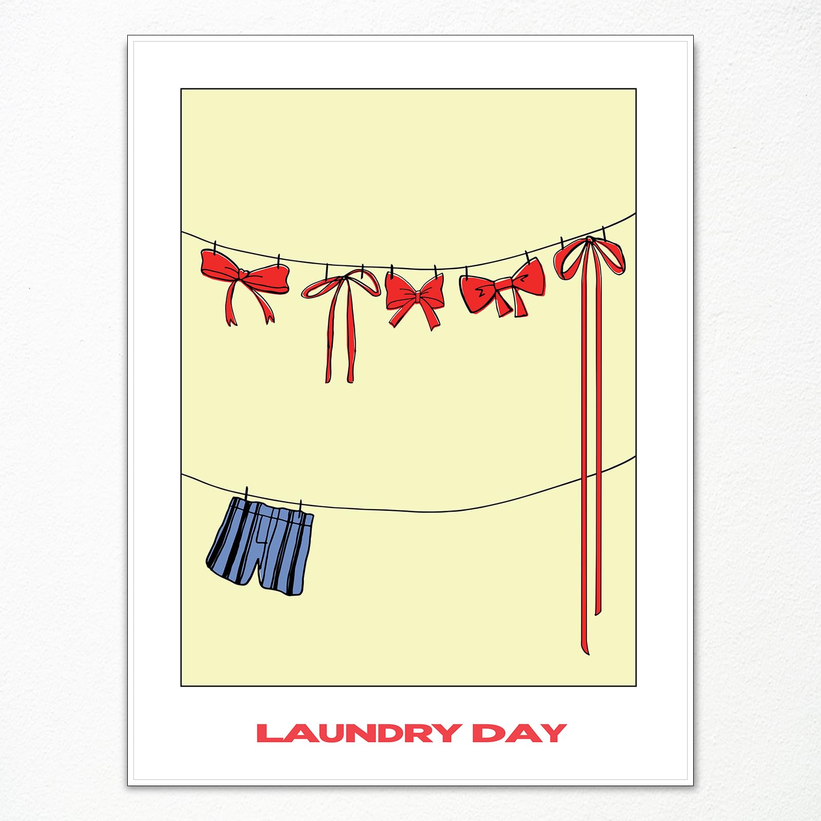 Coquette Bows Canvas Wall Art, Vintage Red Ribbon Bows Poster for Room Aesthetic, Laundry Day Room Prints