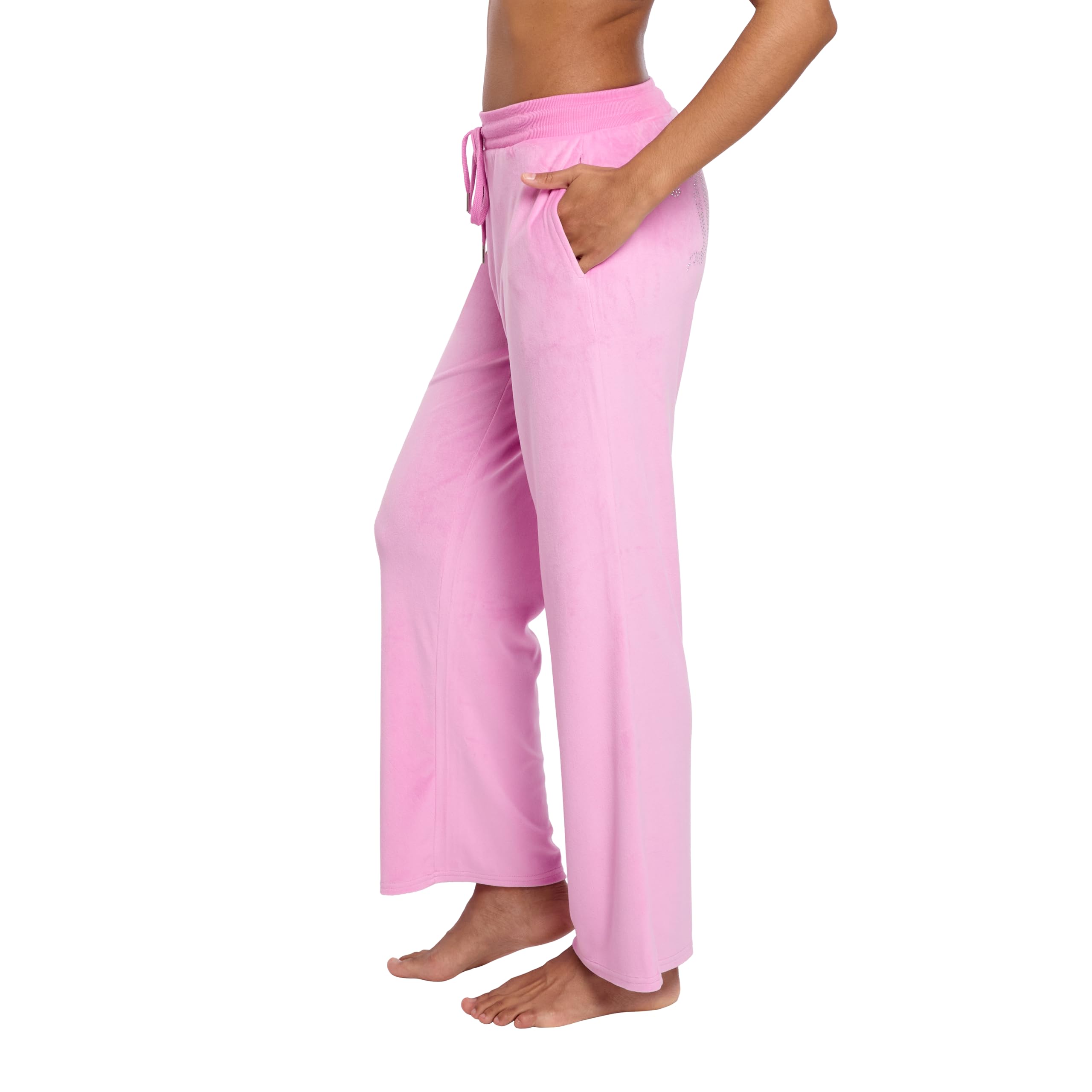 Juicy Couture Women's Velvet Fleece Lounge Pajama Pants with Rhinestone Accents