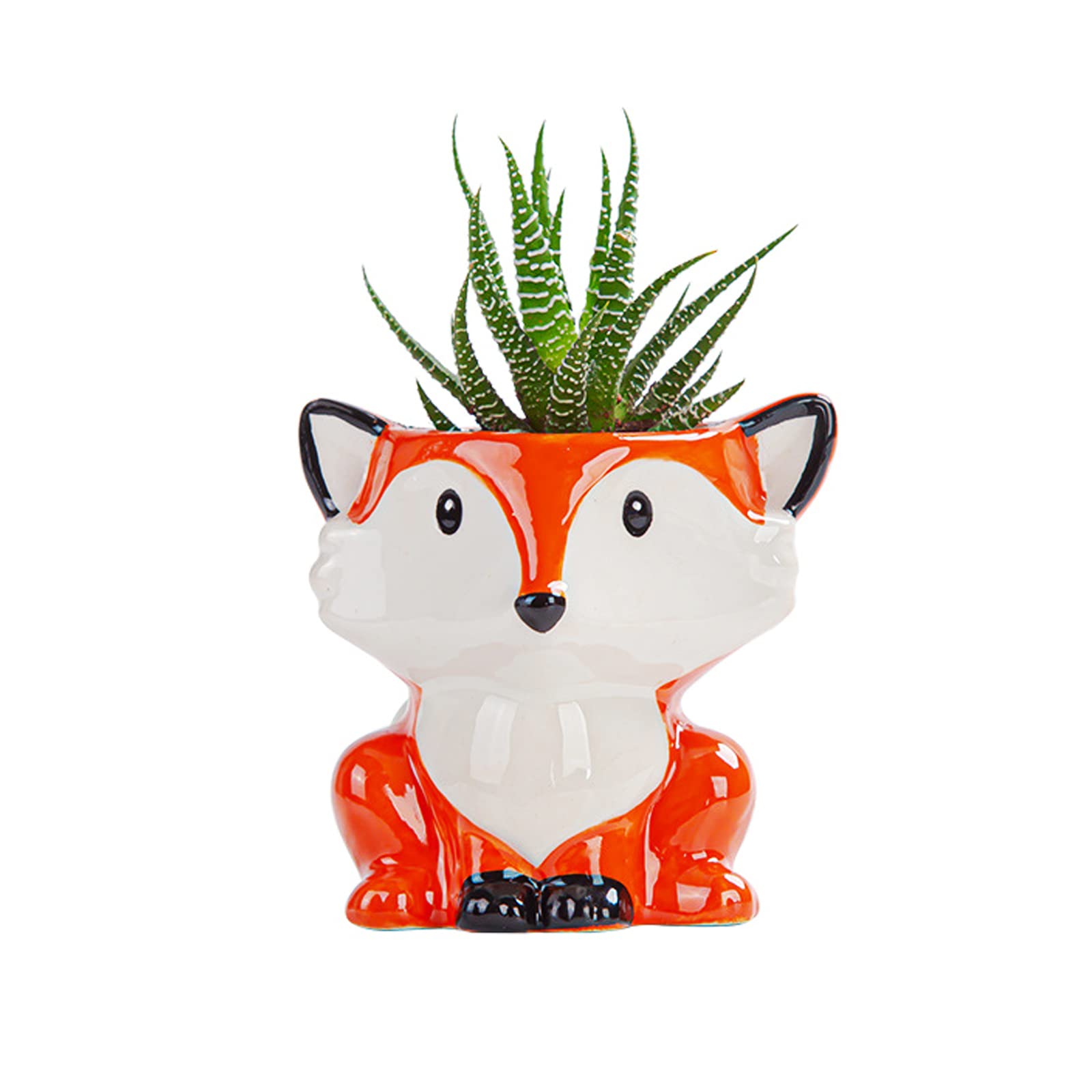 Cute Animal Ceramics Planter Small Succulent Pot Cartoon Shaped Plant Pot for Mini Plants Flower Cactus, Smooth Shiny Ceramic - Plants Not Included