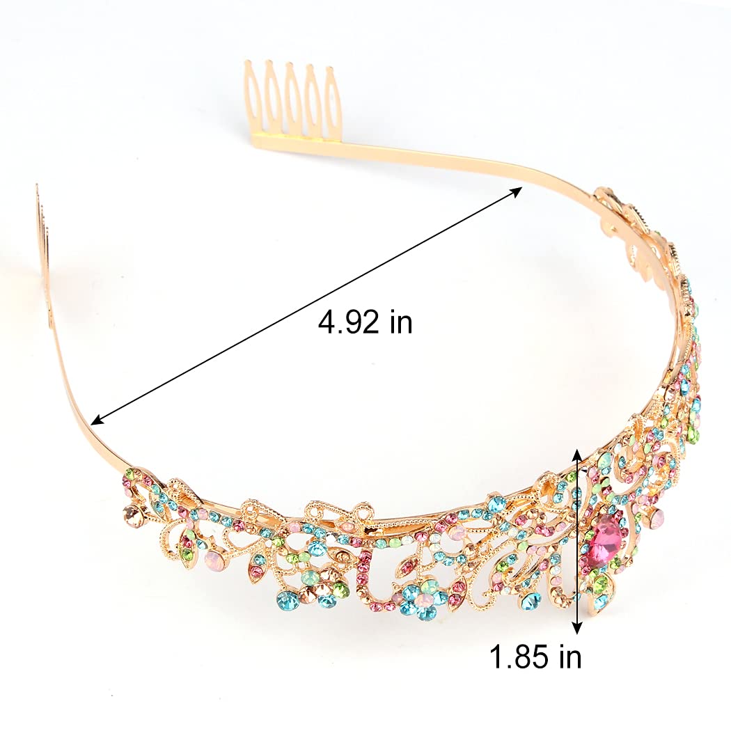 Princess Crystal Tiara Crown Headband Elegant Crown With Combs