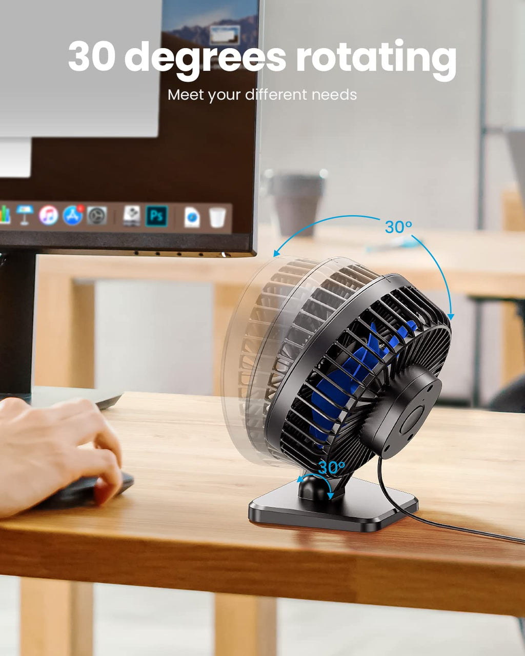 USB Desk Fan, Small But Powerful, Personal Portable Quiet 3 Speeds, Adjustable Mini Table Desktop fan for Cooling