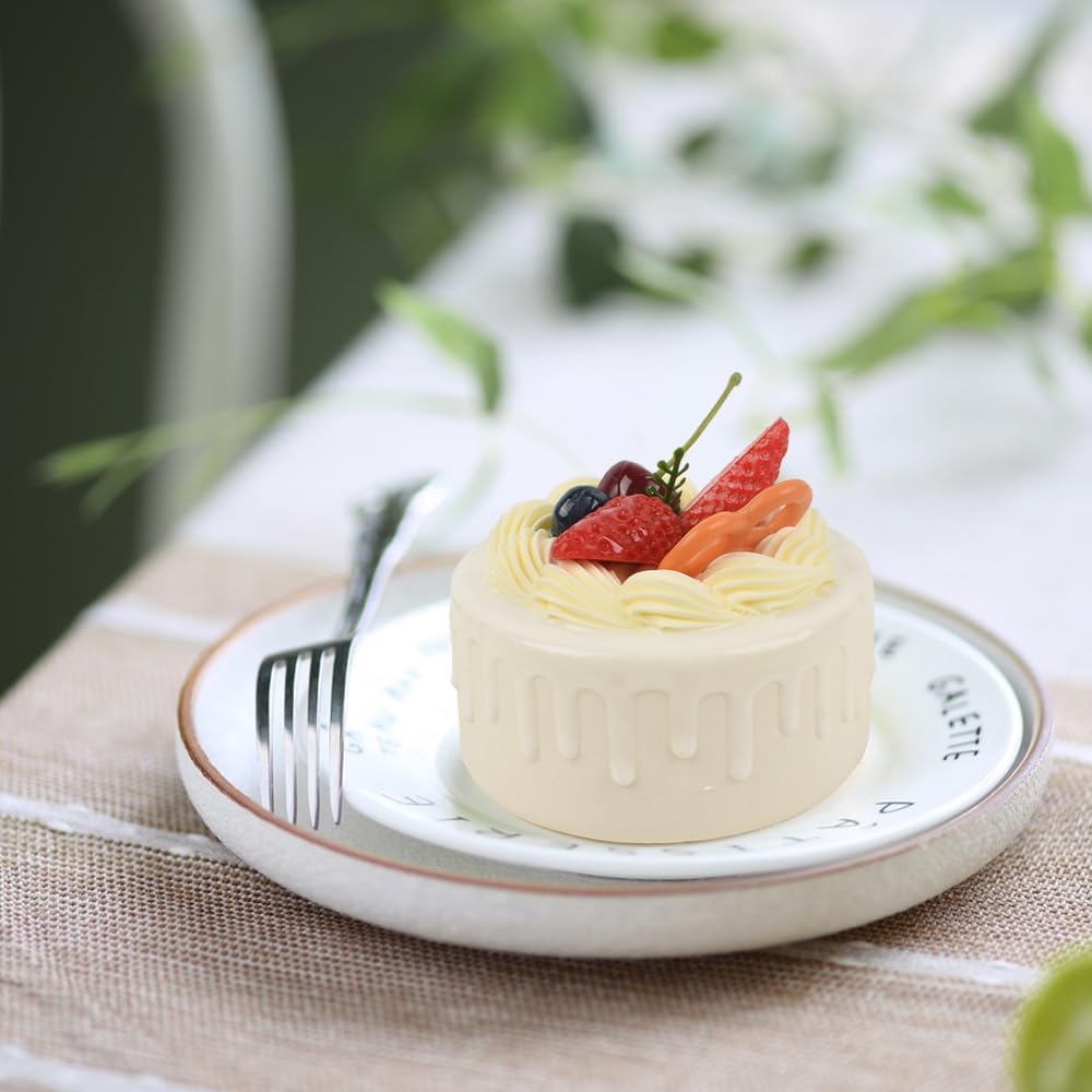 Fake Cake Dessert Artificial Cake with Strawberry Cherries Fake Cupcake Faux Food Model Realistic Fake for Home Kitchen Decoration Display Photography Props