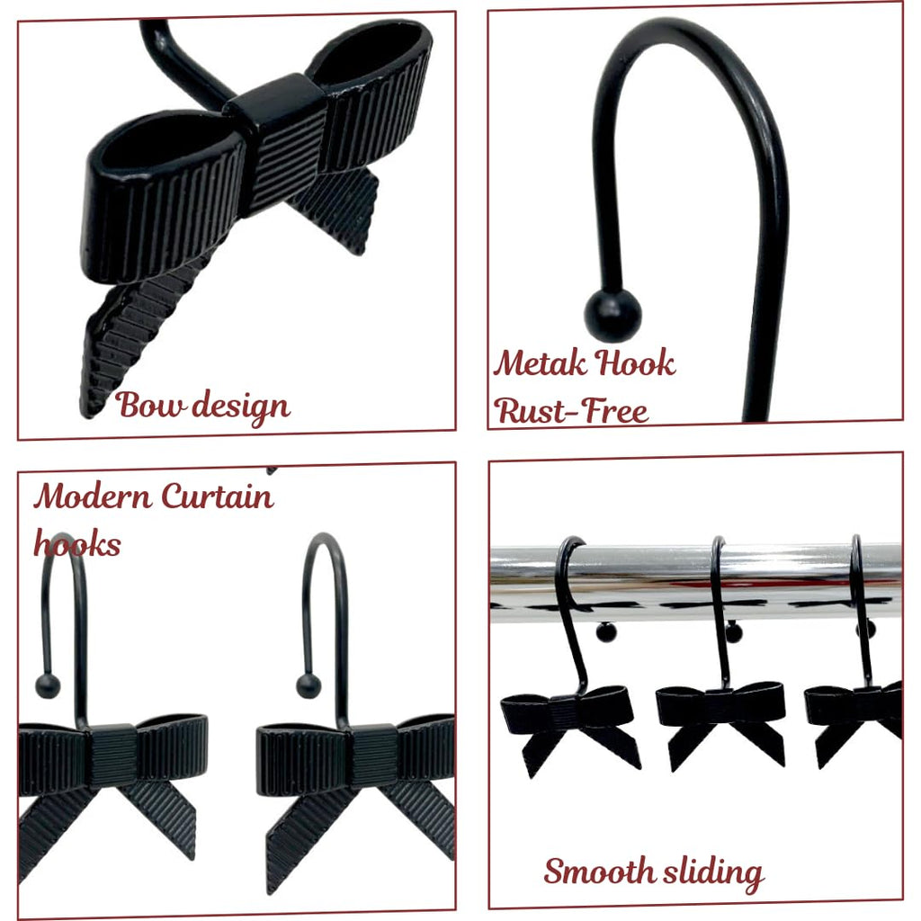 Decorative Bow Knot Curtain Hooks Shower Rings for Bathroom