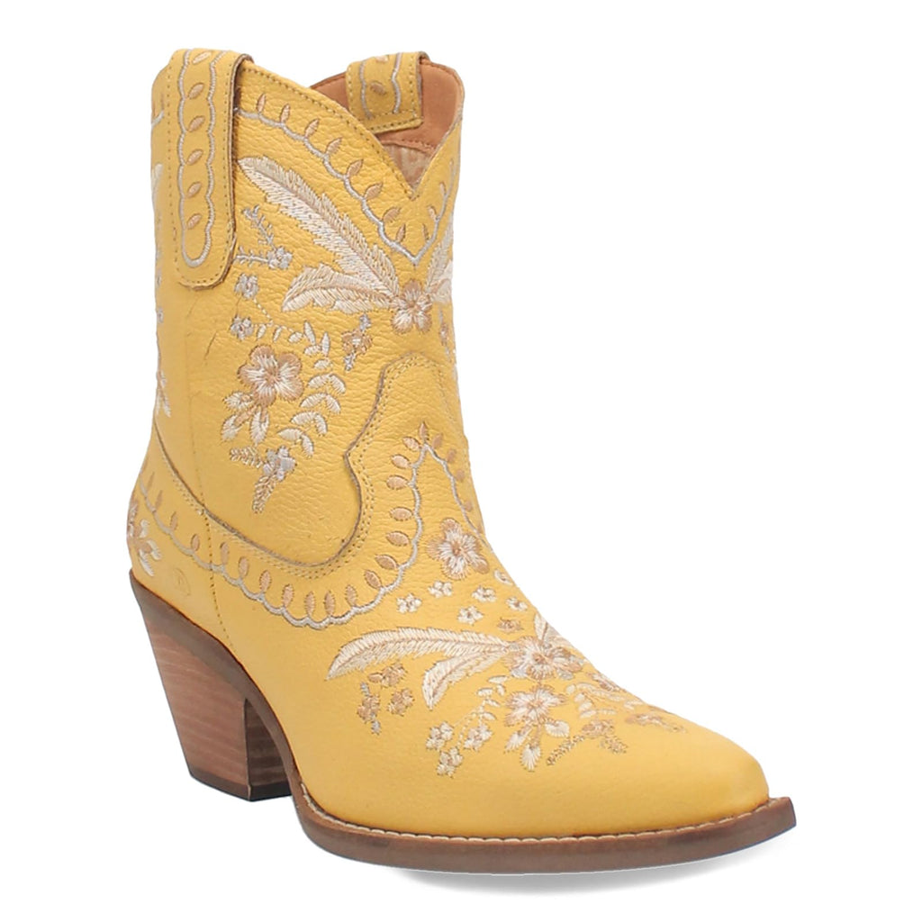 Womens Primrose Metallic Embroidered Floral Snip Toe Casual Boots Ankle Mid Heel 2-3"