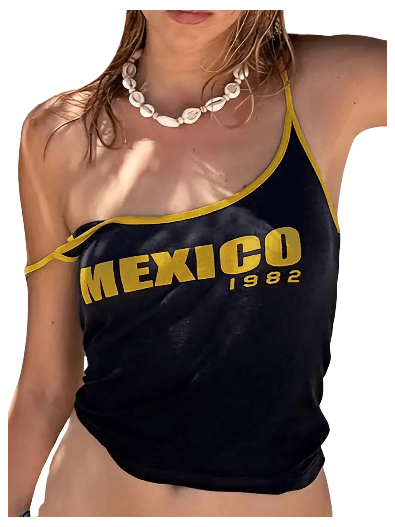 Women's Spaghetti Strap Cow Print Asymmetrical Hem Cami Crop Top