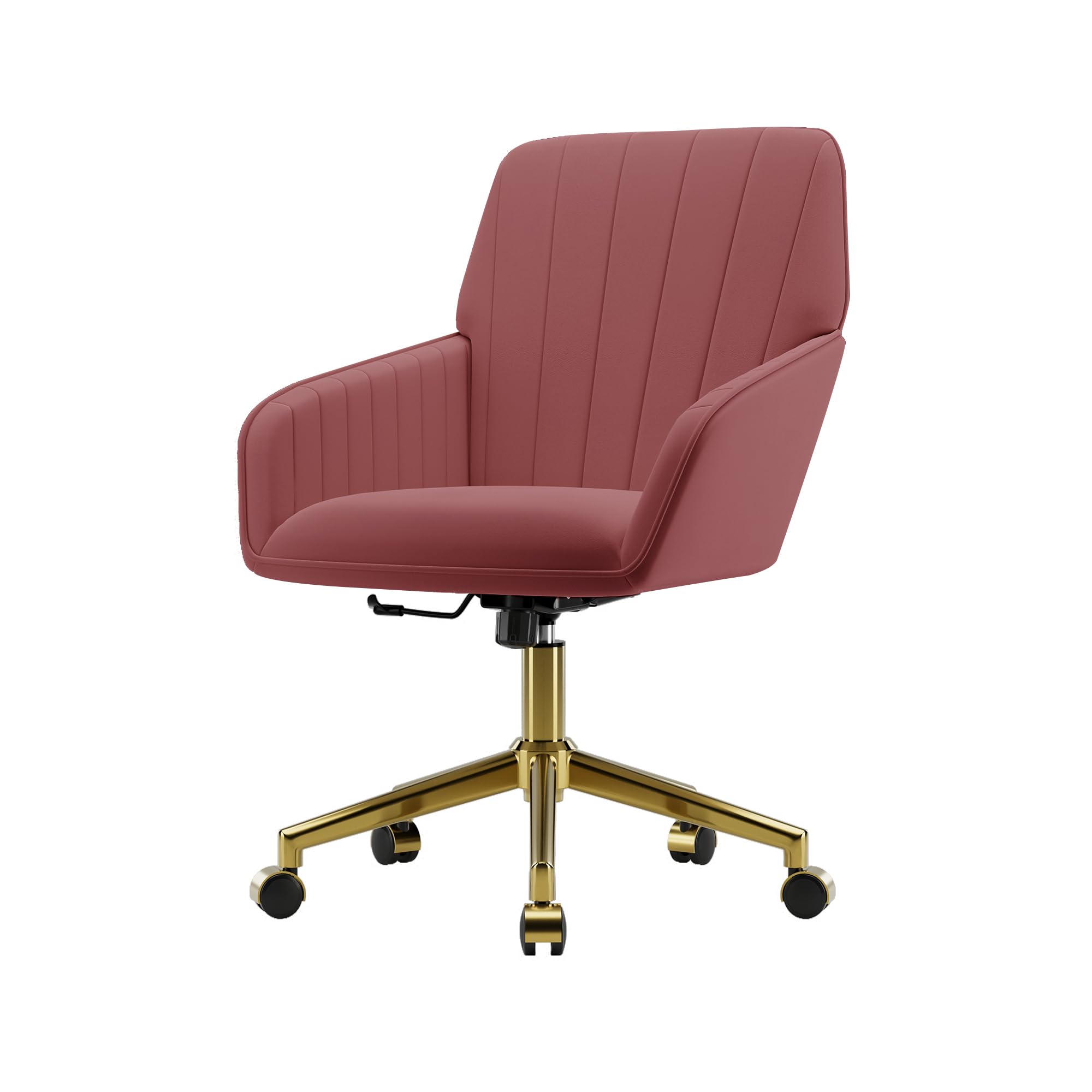 Velvet Modern Cute Chair with Back, Height Adjustable Upholstered Vanity Chair with Swivel Wheels