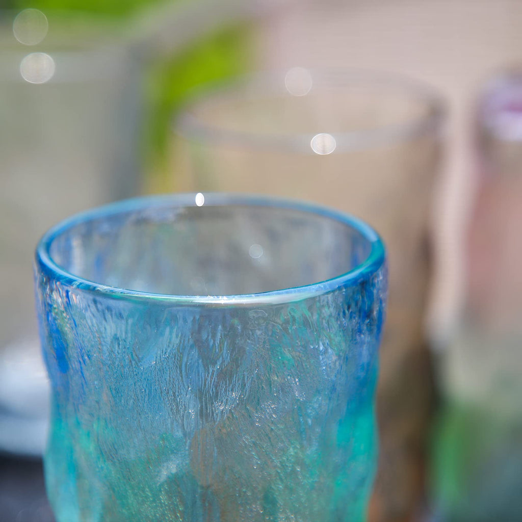 Drinking Glasses, Glassware Sets of 2, Mixed Drinking Glacier Pattern 12 oz Glass Cups