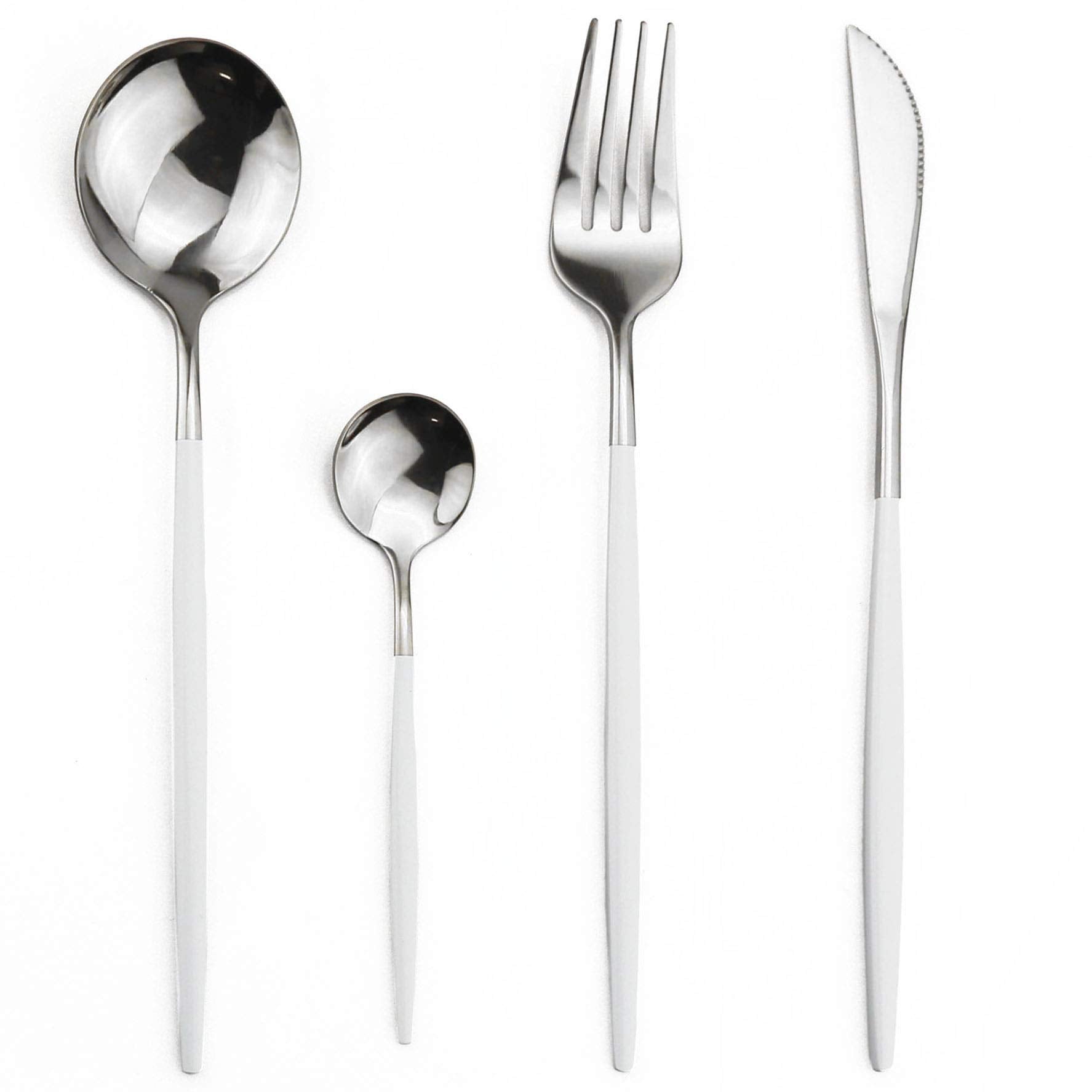 Stainless Steel Knife Fork Spoon Teaspoon Silverware Set, 24-Piece Flatware Set,