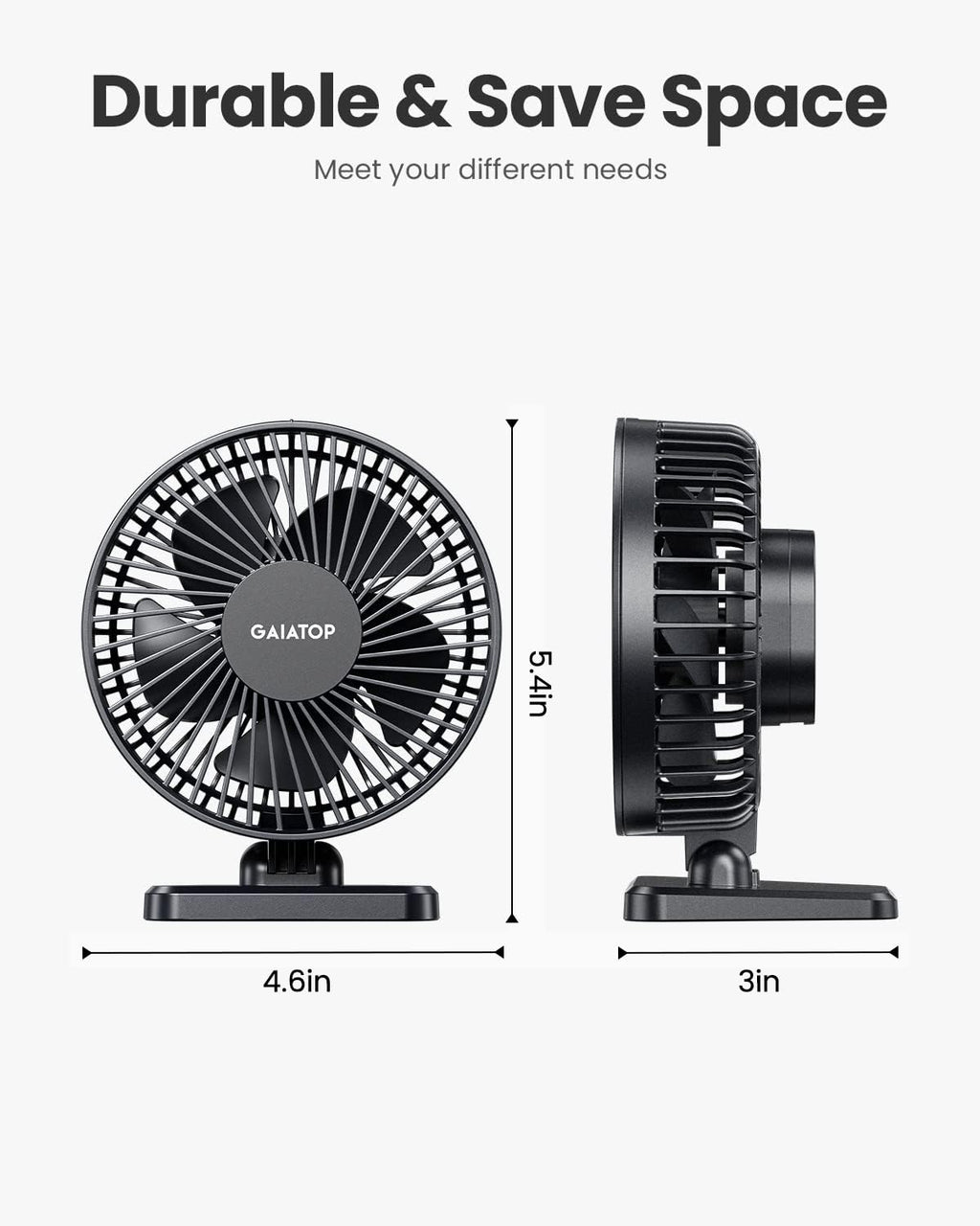 USB Desk Fan, Small But Powerful, Personal Portable Quiet 3 Speeds, Adjustable Mini Table Desktop fan for Cooling