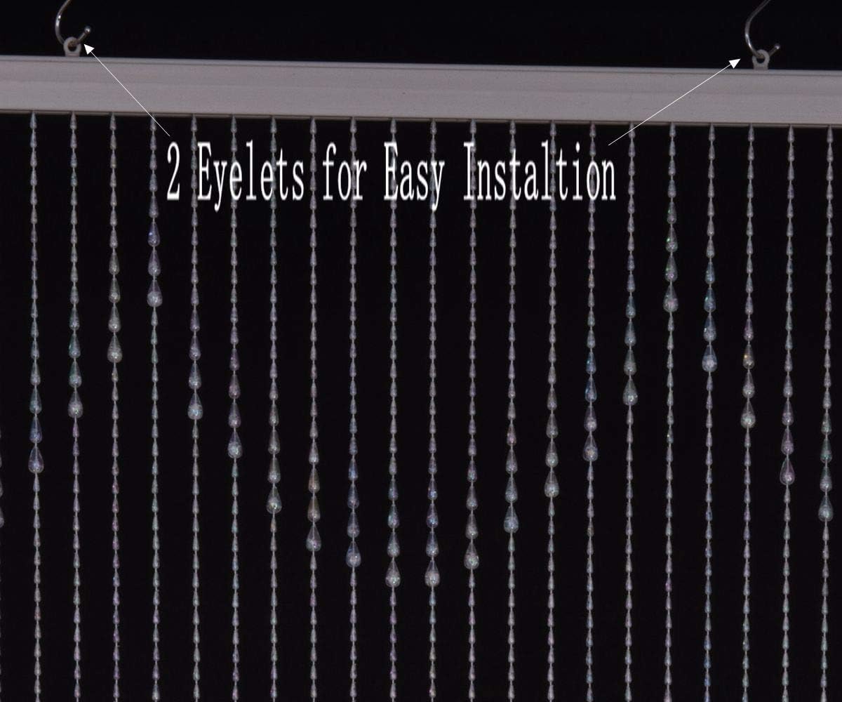Strands Iridescent Crystal Beaded Curtain for Doorway Room Divider Party Bedroom Decorations, Diamond Cut Bead Curtain, 34 PCS 3FT X 9FT