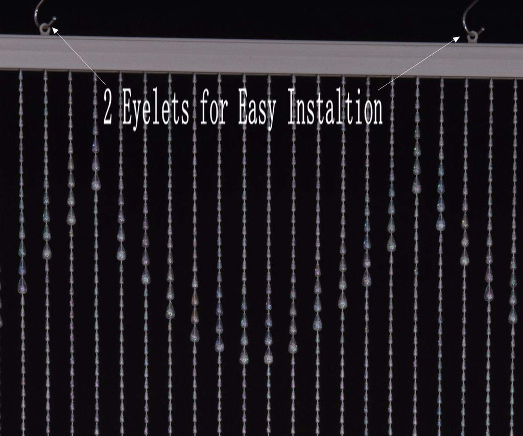 Strands Iridescent Crystal Beaded Curtain for Doorway Room Divider Party Bedroom Decorations, Diamond Cut Bead Curtain, 34 PCS 3FT X 9FT