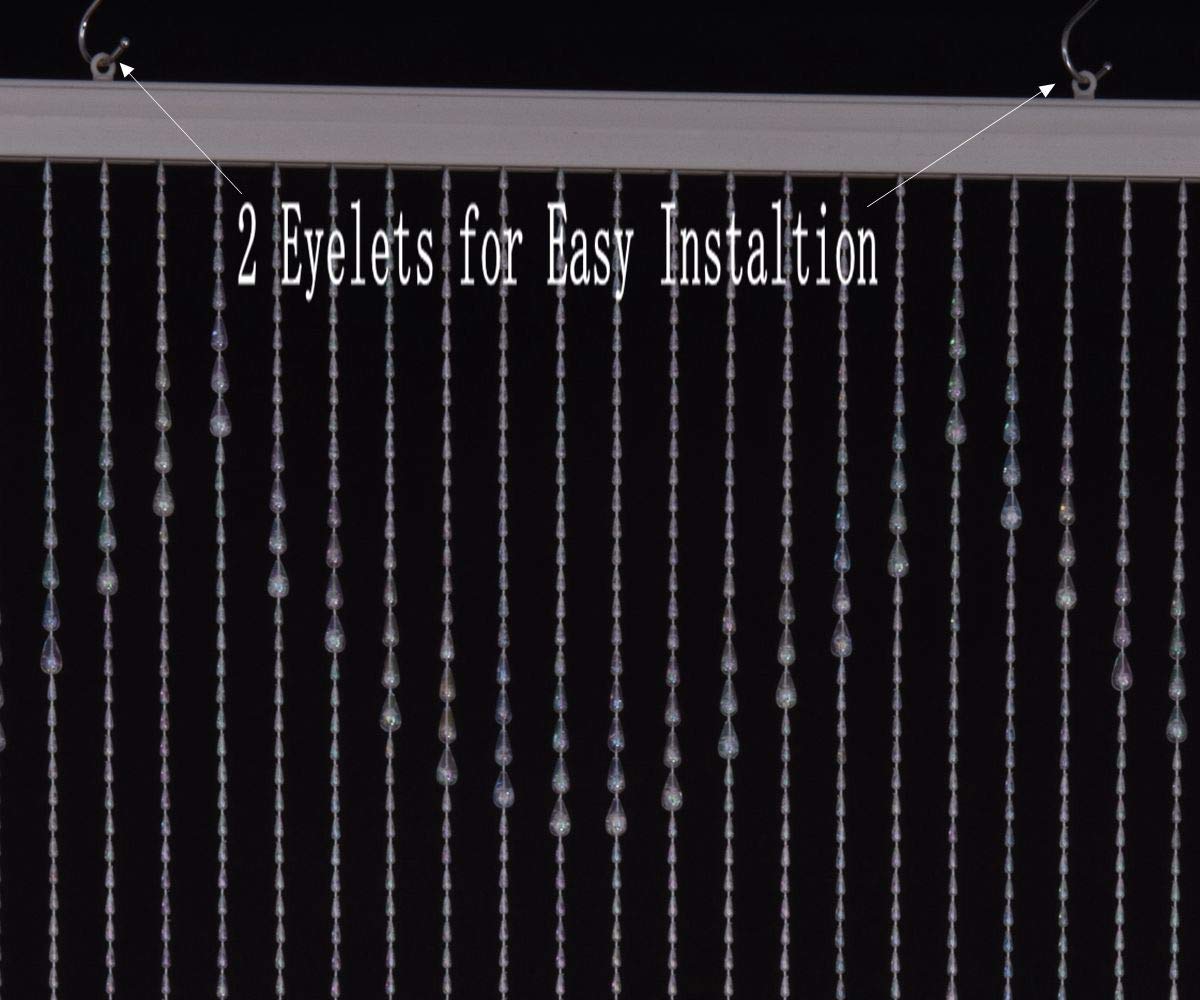 Strands Iridescent Crystal Beaded Curtain for Doorway Room Divider Party Bedroom Decorations, Diamond Cut Bead Curtain, 34 PCS 3FT X 9FT