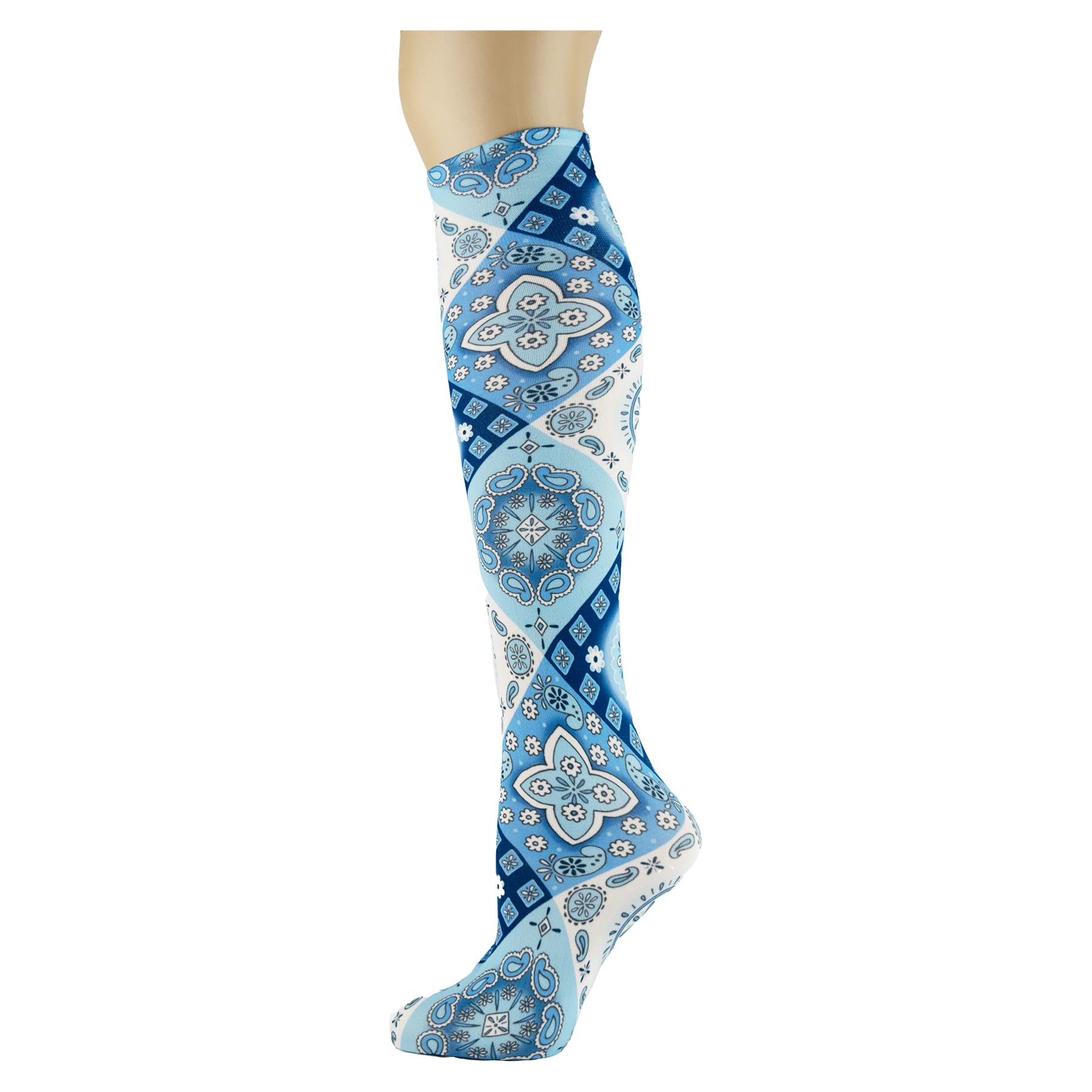 Women's 3 Pairs Knee High Trouser Socks, Classy and Colorful Printed Patterns, Silky Smooth Material