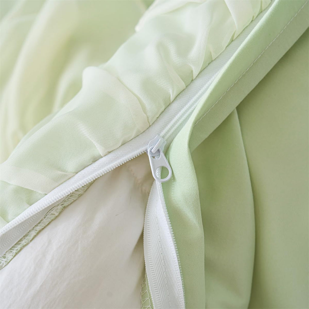 Ruffle Duvet Cover Bedding Set with Bowtie, 2 Pieces Comforter Cover Set with Zipper Closure with Pillowcase