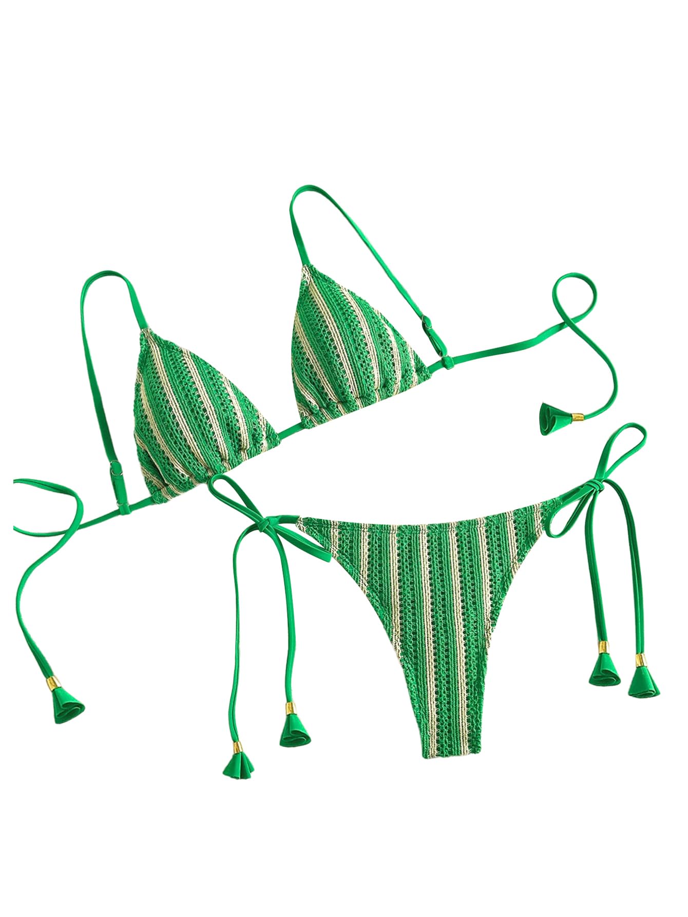 Women's Boho Floral Tie Side Triangle High Cut Bikini Set Bathing Suit Swimsuit