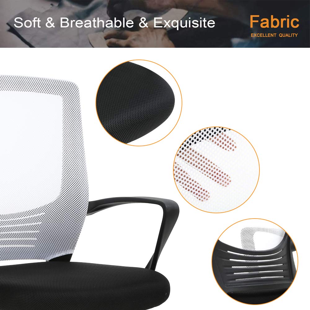 Mid Back Chair with Armrest and Back Support, Modern Executive Adjustable Rolling Swivel Task Chair Comfortable Mesh Chair