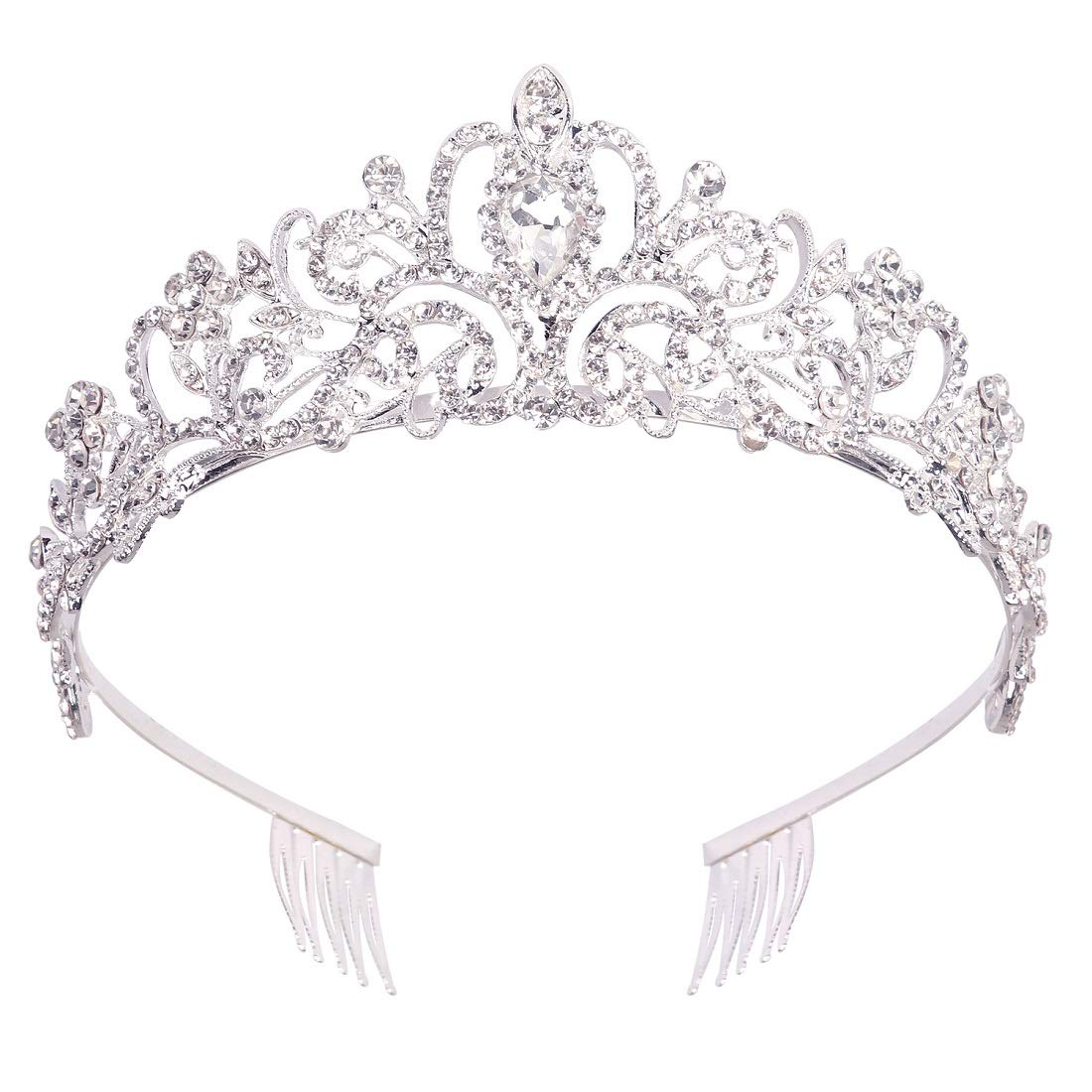 Princess Crystal Tiara Crown Headband Elegant Crown With Combs