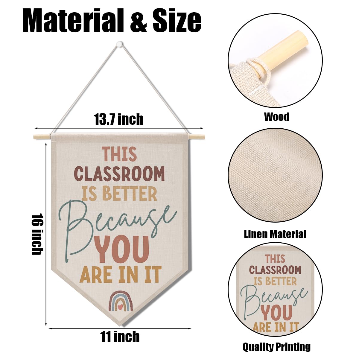 Preppy Positive Affirmations Wall Hanging Pennant Flag â€?Aesthetic Decor for Classroom, Bedroom, or Home