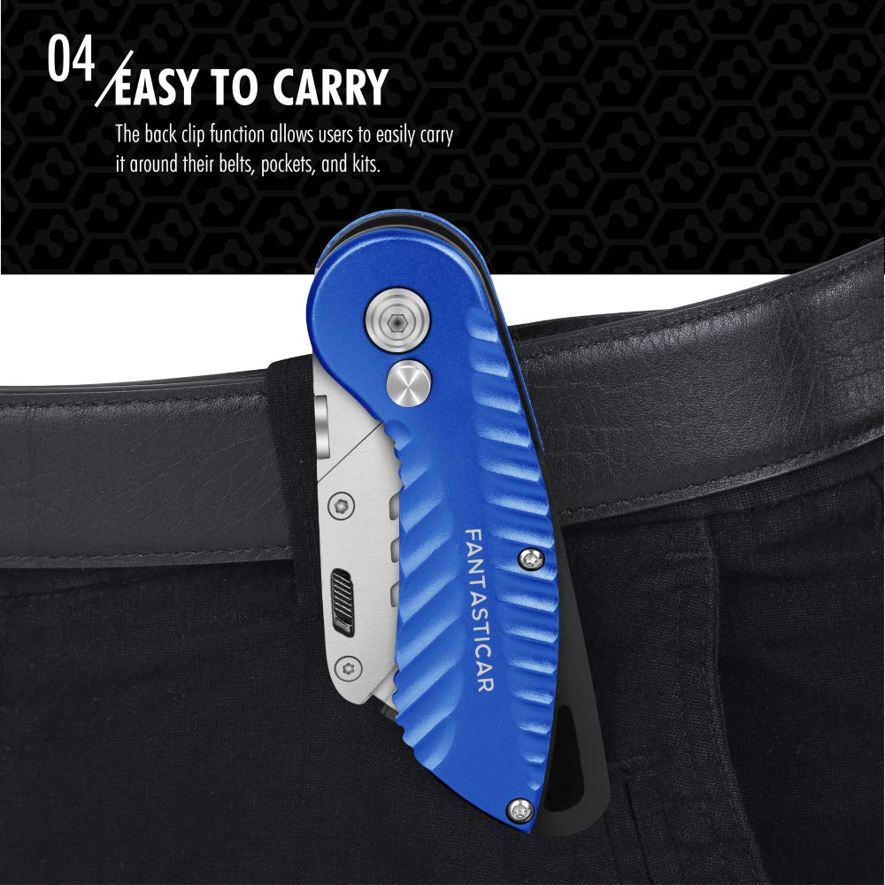 Folding Utility Knife, Cute Metal Box Cutter with Extra 5 Sharp Blades, Quick Blade Change, and Preminium Gift Packaging, for Cardboard Opener, Paper Cutter