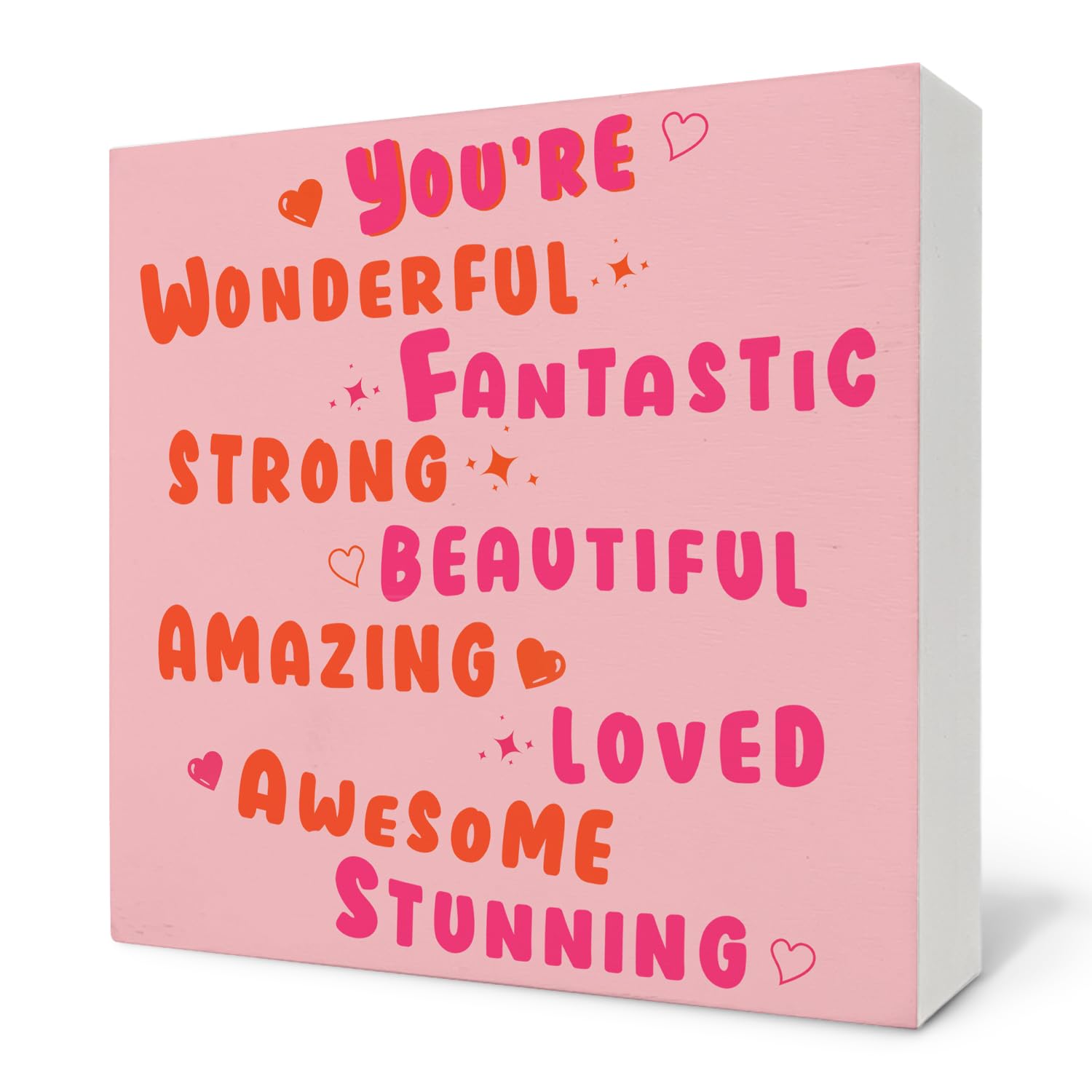 Funky 70s Preppy Wooden Sign, Affirmation Wooden Box Sign Decor, 5x5 Inch