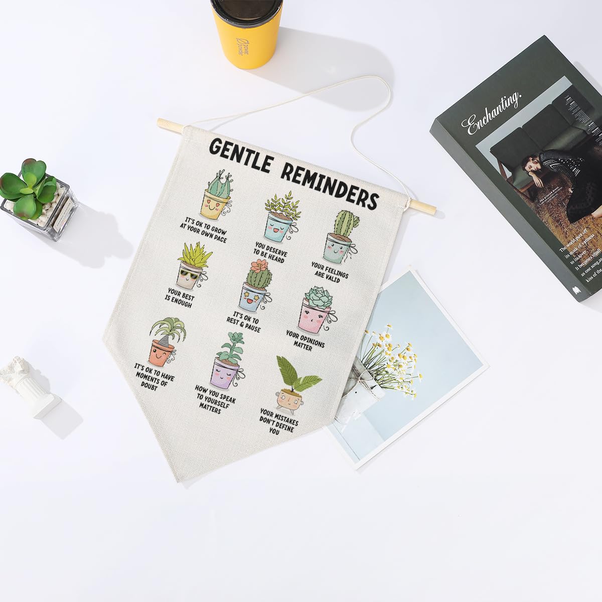 Preppy Positive Affirmations Wall Hanging Pennant Flag â€?Aesthetic Decor for Classroom, Bedroom, or Home