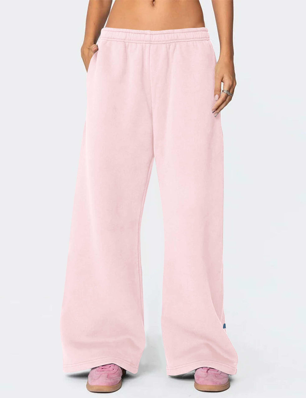 Women's Wide-Leg Sweatpants â€?Straight Leg, Graphic Bow Print, Elastic Waistband, Lounge Joggers with Pockets