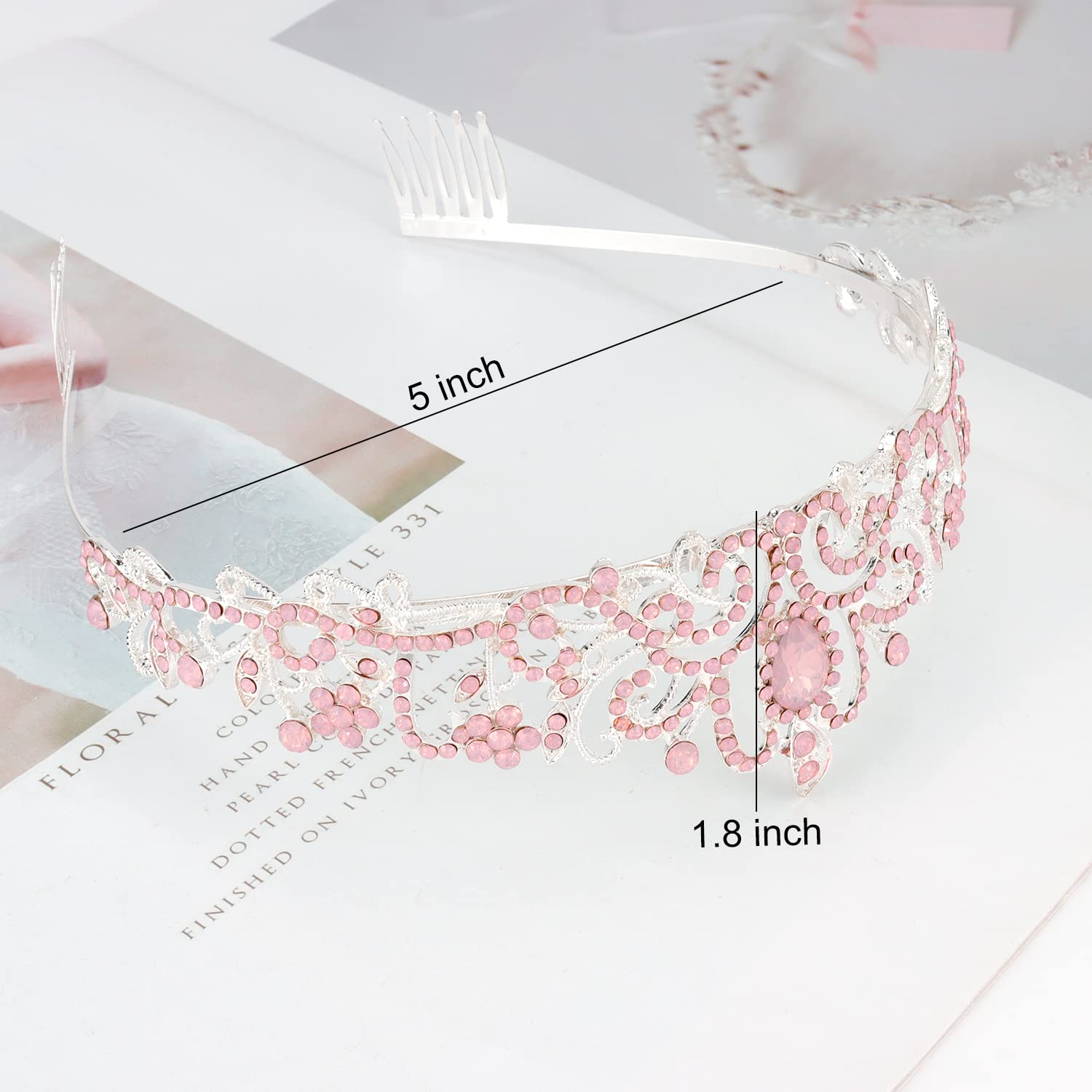 Princess Crystal Tiara Crown Headband Elegant Crown With Combs