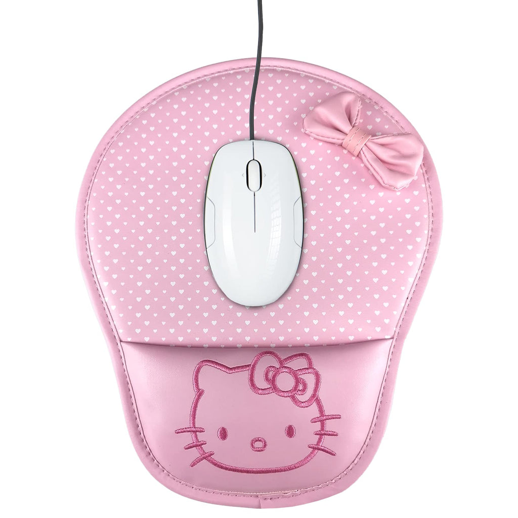 Hello Kitty Mouse Pad Wrist Protected Computer PU Leather Wrist Rest Mouse Pad Mat (Pink)