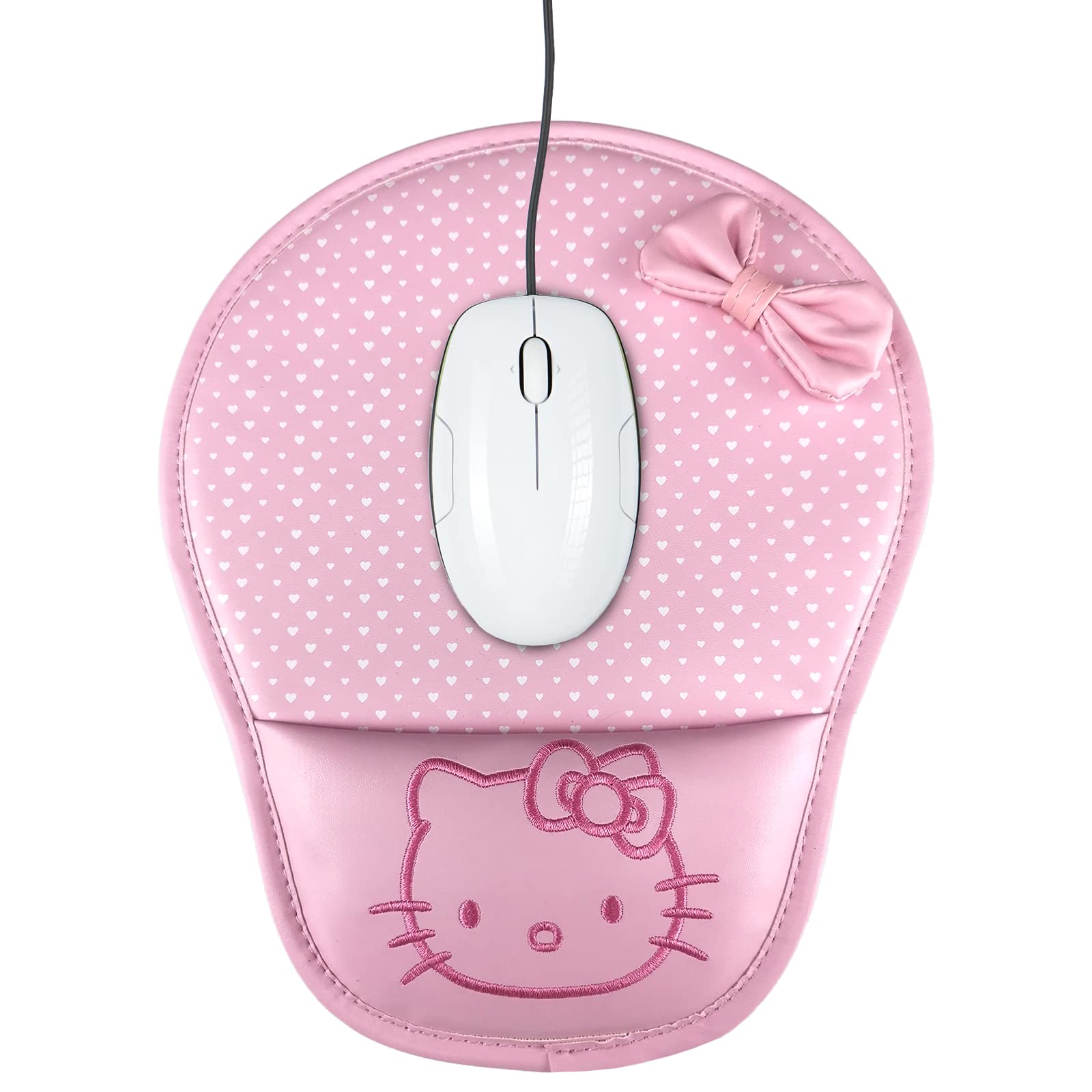 Hello Kitty Mouse Pad Wrist Protected Computer PU Leather Wrist Rest Mouse Pad Mat (Pink)