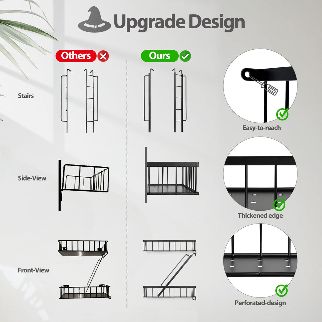 Fire Escape Shelf - Wall Decor Floating Shelves, Cute Metal Ladder Shelving for Bedroom, Home Decor Display (3-Tier)