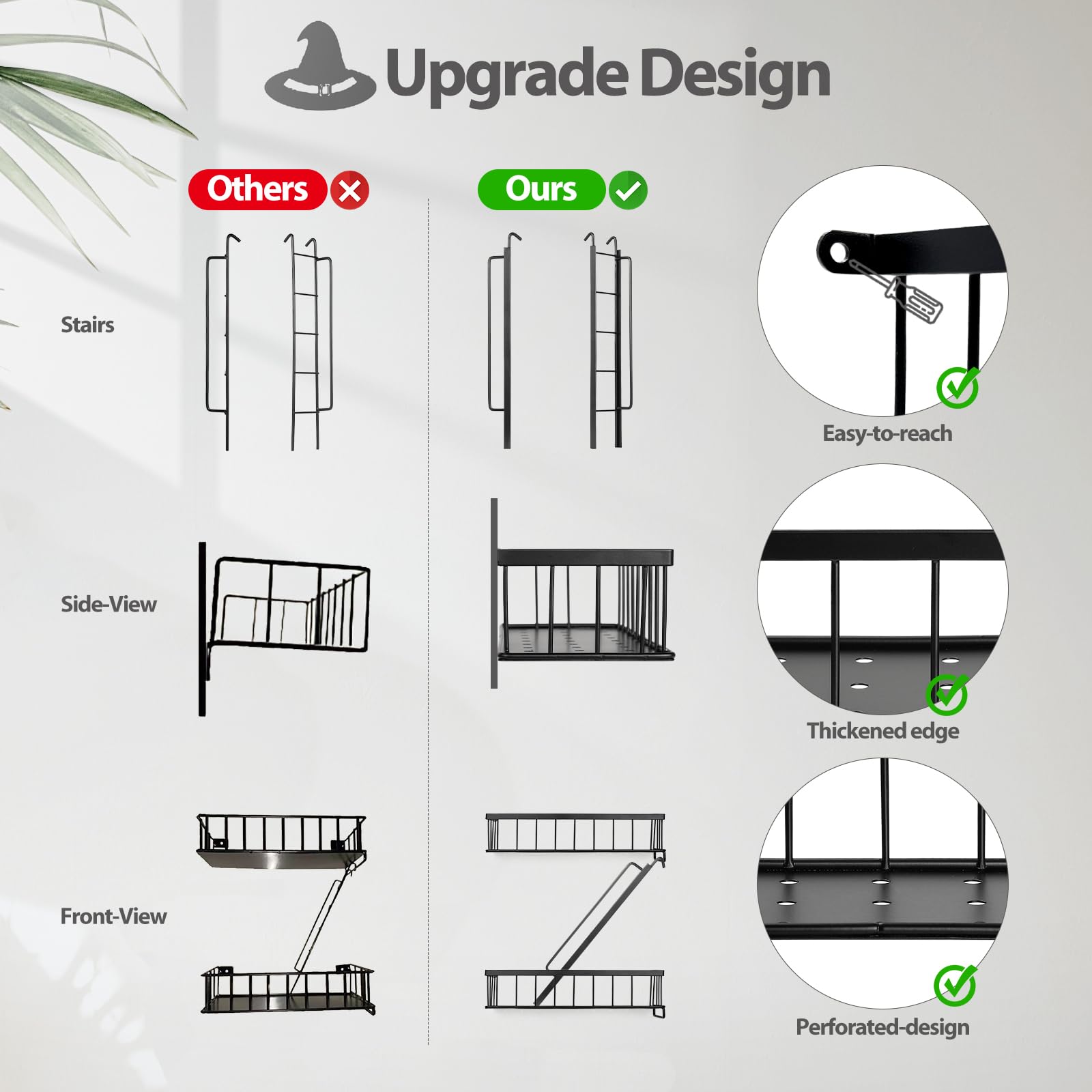 Fire Escape Shelf - Wall Decor Floating Shelves, Cute Metal Ladder Shelving for Bedroom, Home Decor Display (3-Tier)