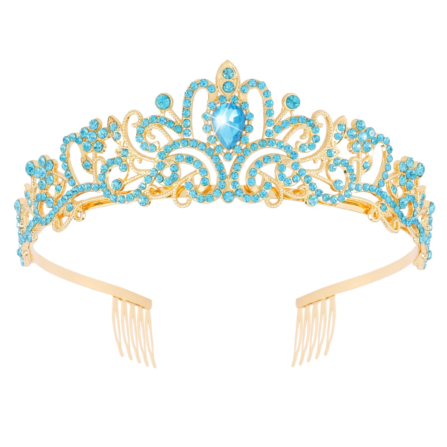 Princess Crystal Tiara Crown Headband Elegant Crown With Combs