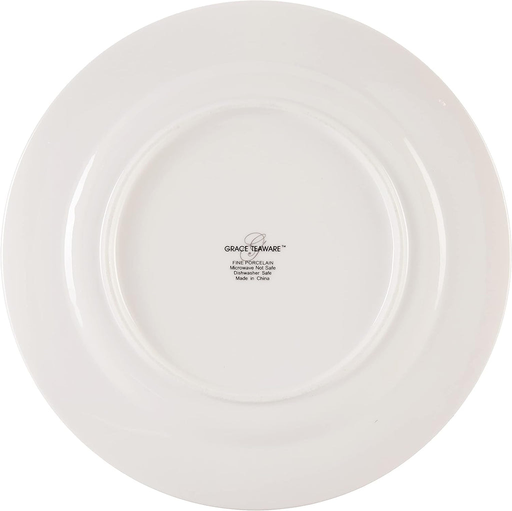 Rose Chintz Porcelain 8-Inch Dessert Plate Set of 4, Assorted Four Designs