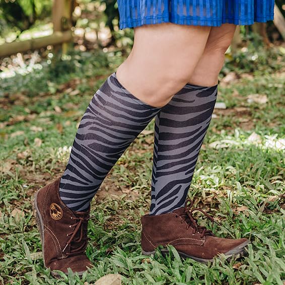 Women's 3 Pairs Knee High Trouser Socks, Classy and Colorful Printed Patterns, Silky Smooth Material