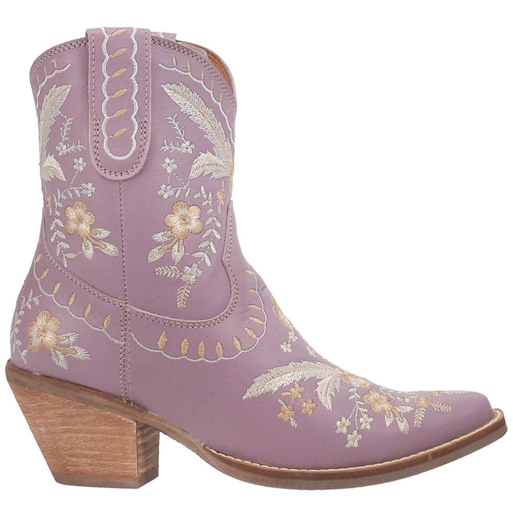 Womens Primrose Metallic Embroidered Floral Snip Toe Casual Boots Ankle Mid Heel 2-3"
