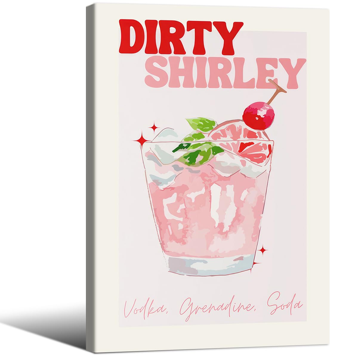 Cocktail Poster Alcohol Drink Wall Art Preppy Bar Cart Canvas Prints for Funky Bar Kitchen Wall Decor