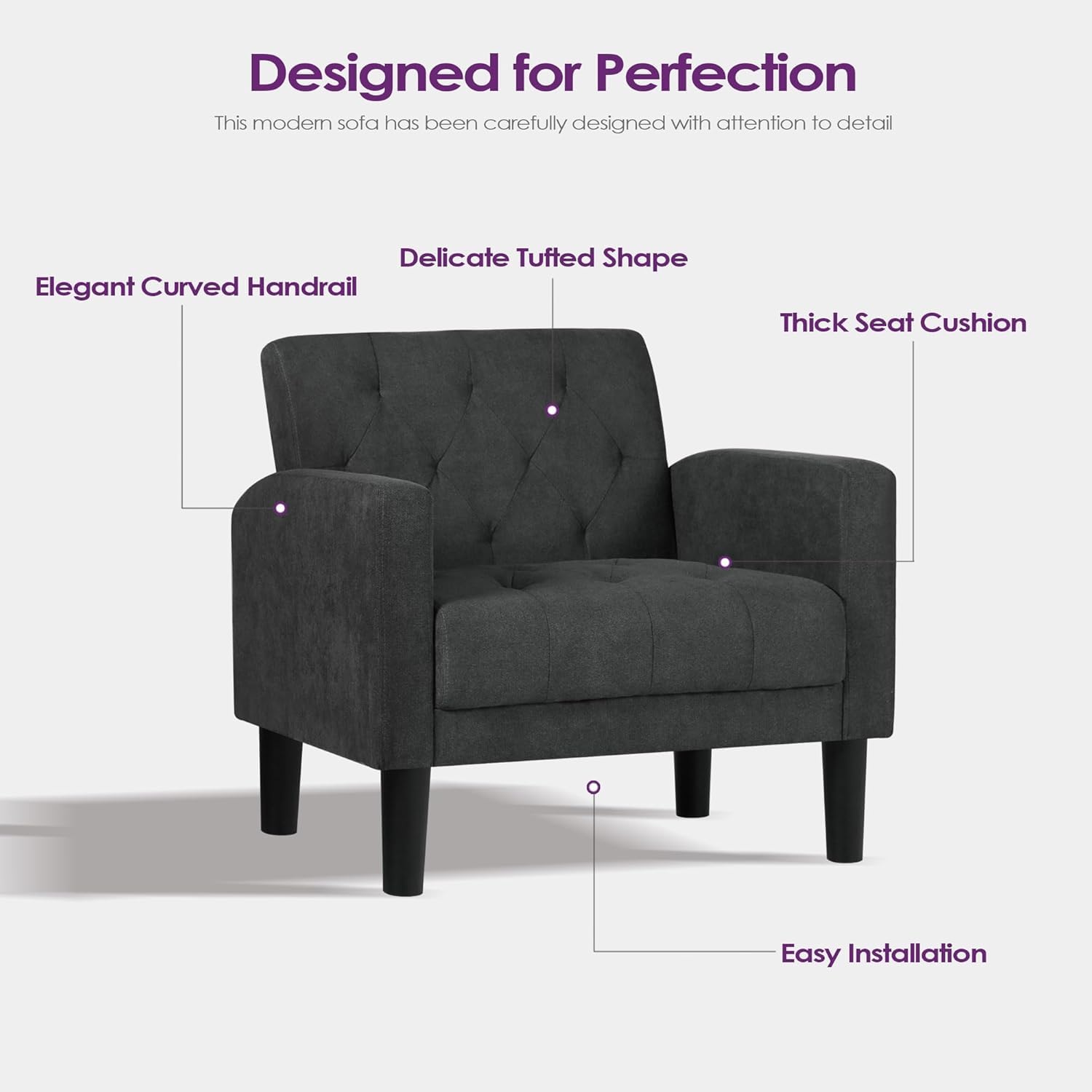 Velvet Loveseat Sofa w/ 2 USB Charger Ports and 2 Cupholders, Mid-Century Modern Tufted