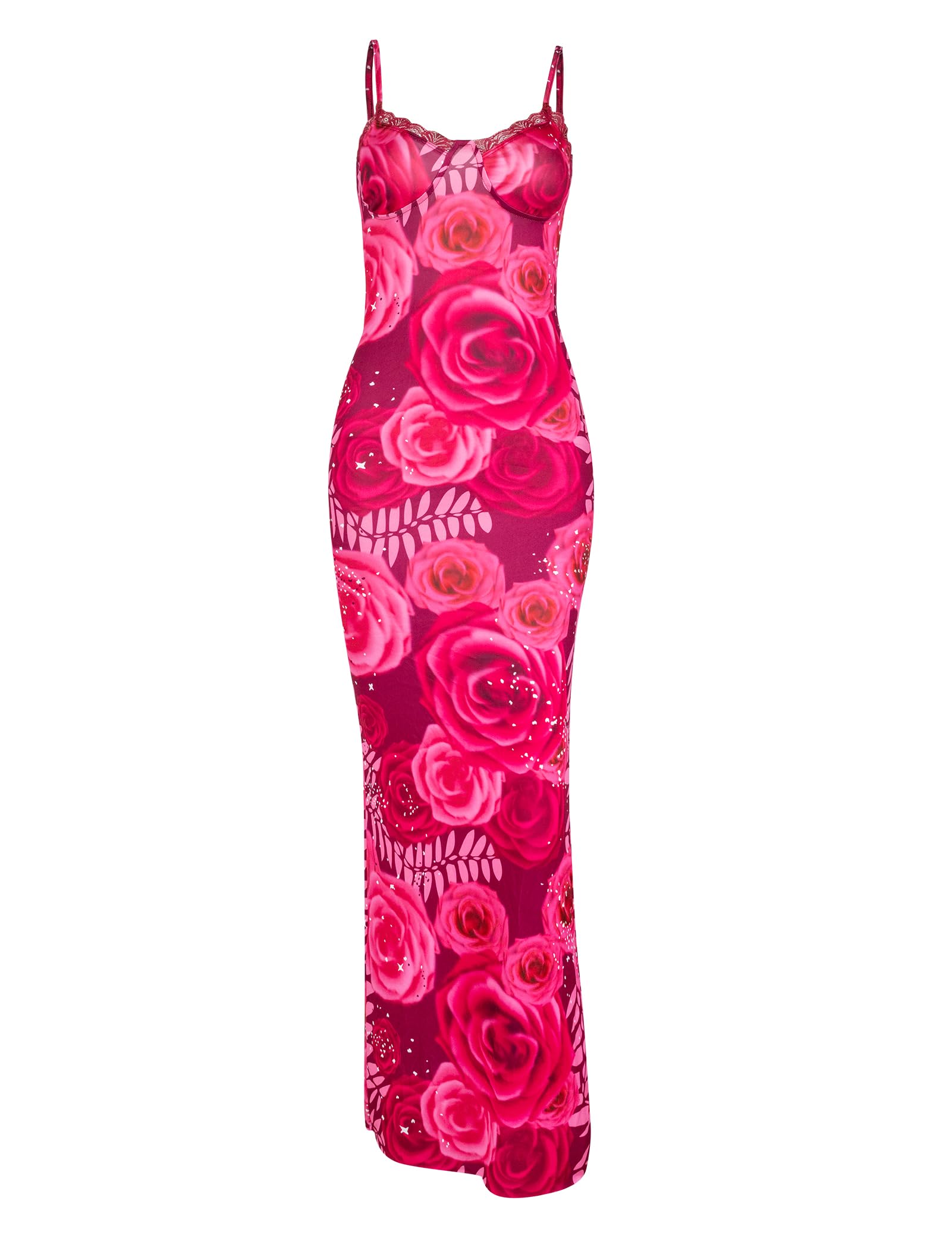 Women Sexy Backless Satin Maxi Dresses Spaghetti Strap Floral Print Dresses Slim Fit Elegant Long Dresses Night Party Outfits