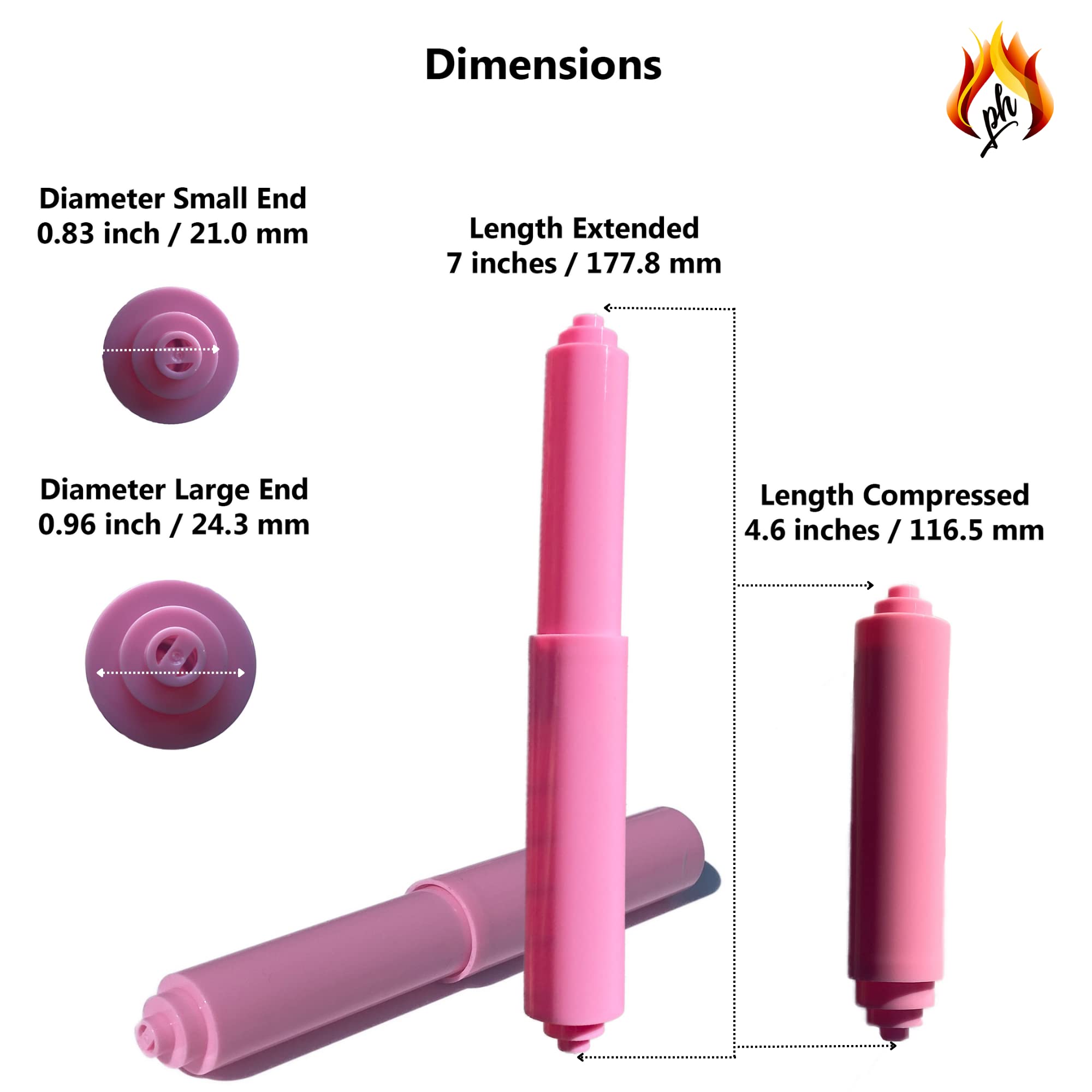 Pink Toilet Paper Roller Holder (7 Inch) - Plastic (Spring Loaded) Replacement Spindle Rod