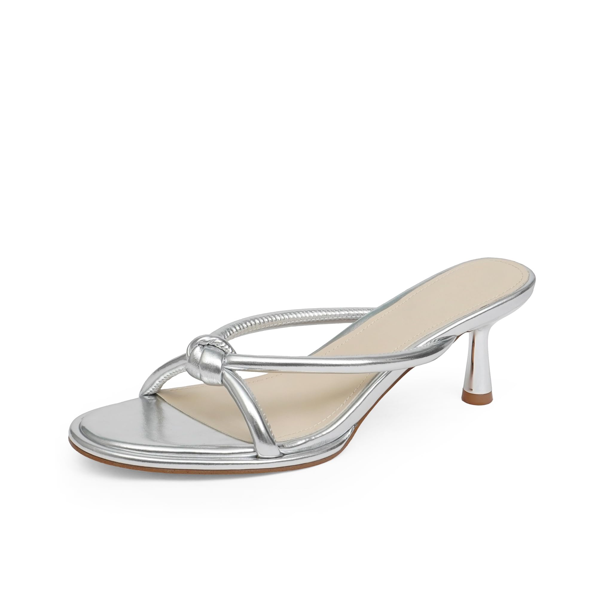 Womens Heeled Sandals Rounded Open Toe Kitten Heels Slip on Bow Mules Sandals