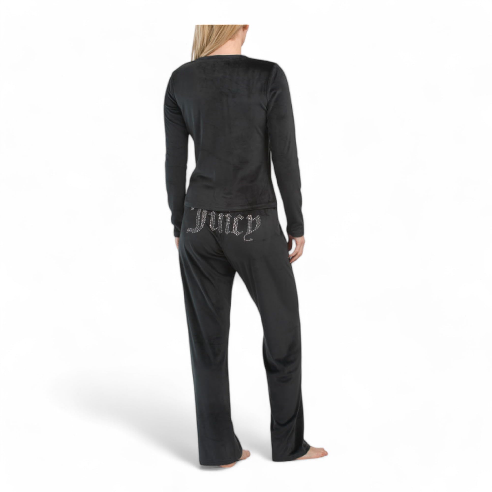 Juicy Couture Women's Velvet Fleece Pajama Set with Long Sleeve Top and Pants