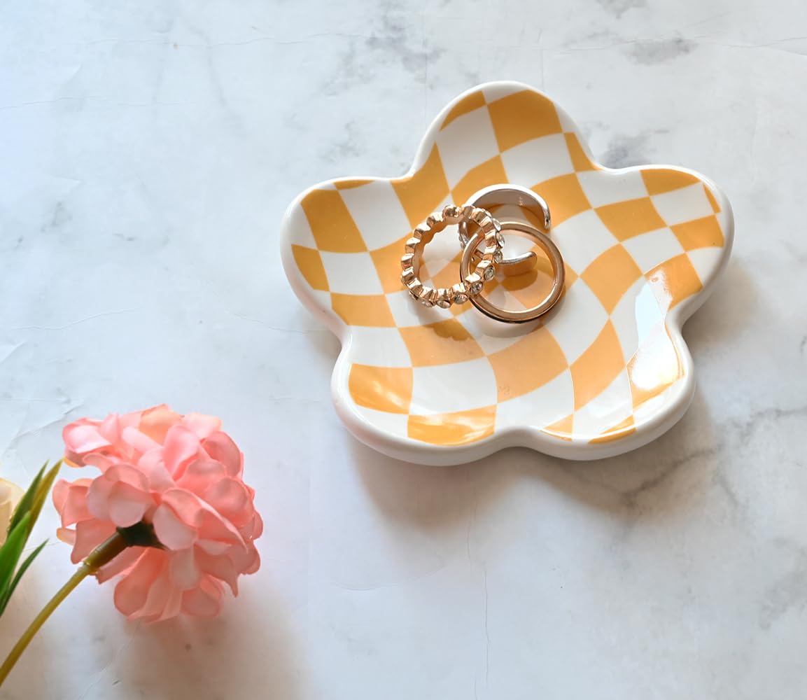 Room Decor Aesthetic Stuff for Teen Girls Gifts Trendy Stuff Pink Roon Decor Aesthetic Room Decor Bedroom Decor Aesthetic Checkered Jewelry Tray