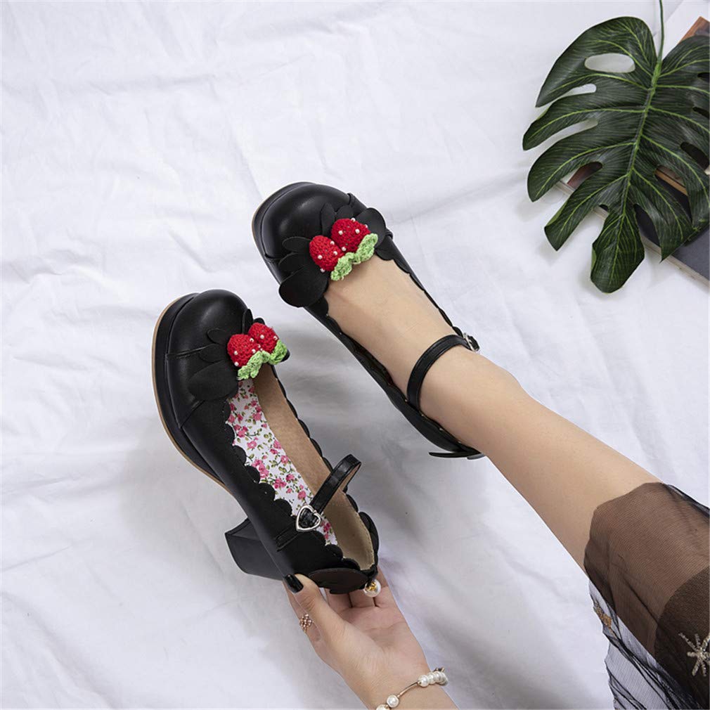 Women's Cute Lolita Cosplay Shoes Mid Chunky Heel Mary Jane Pumps