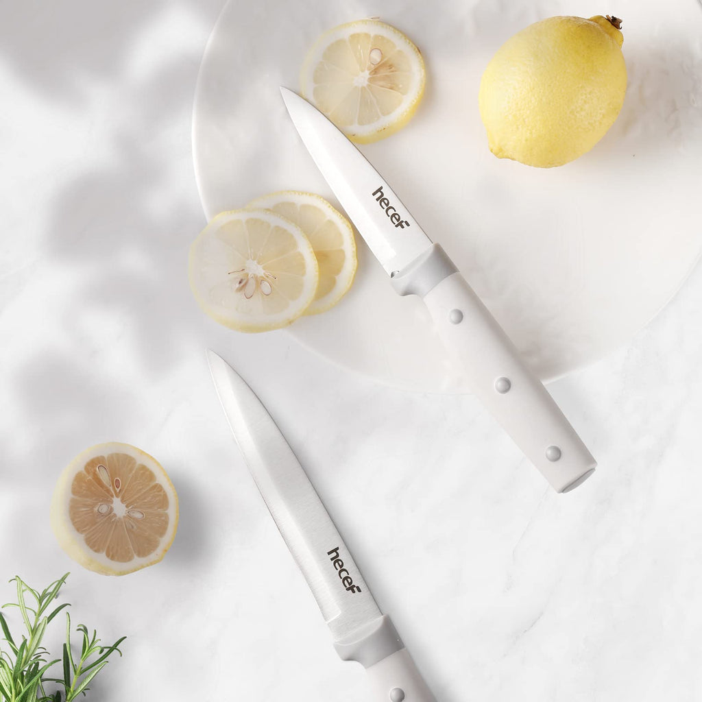 Kitchen Knife Block Set, 14 Pieces Knife Set with Wooden Block & Sharpener Steel & All-purpose Scissors, High Carbon Stainless Steel Cutlery Set