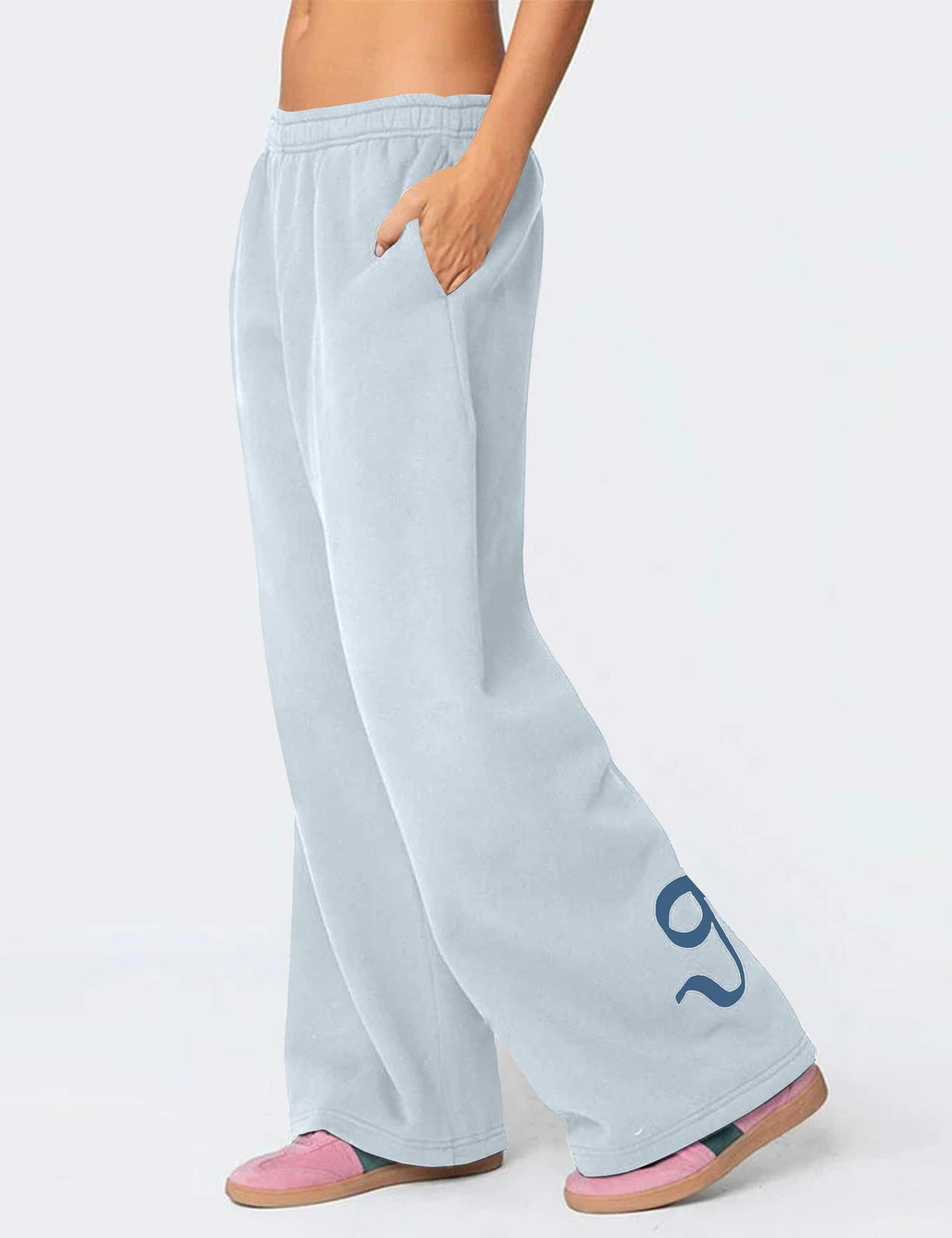 Women's Wide-Leg Sweatpants â€?Straight Leg, Graphic Bow Print, Elastic Waistband, Lounge Joggers with Pockets